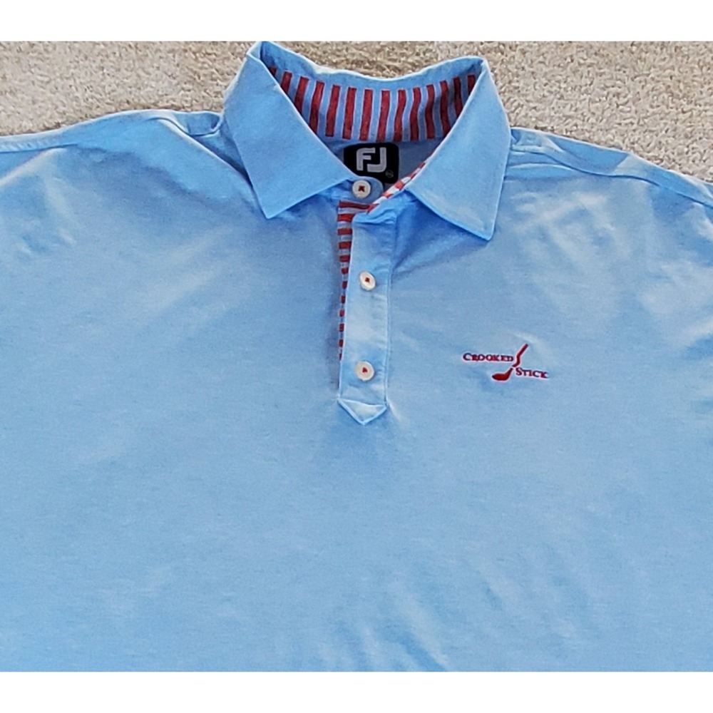FootJoy Polo Shirt Men's 2XL Blue Crooked Stick Golf Club Short Sleeve Stretch